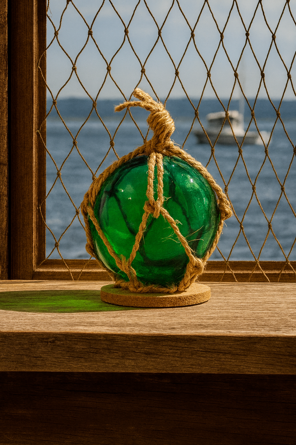 Green Fisherman Glass Ball  ⚓🌊🐚