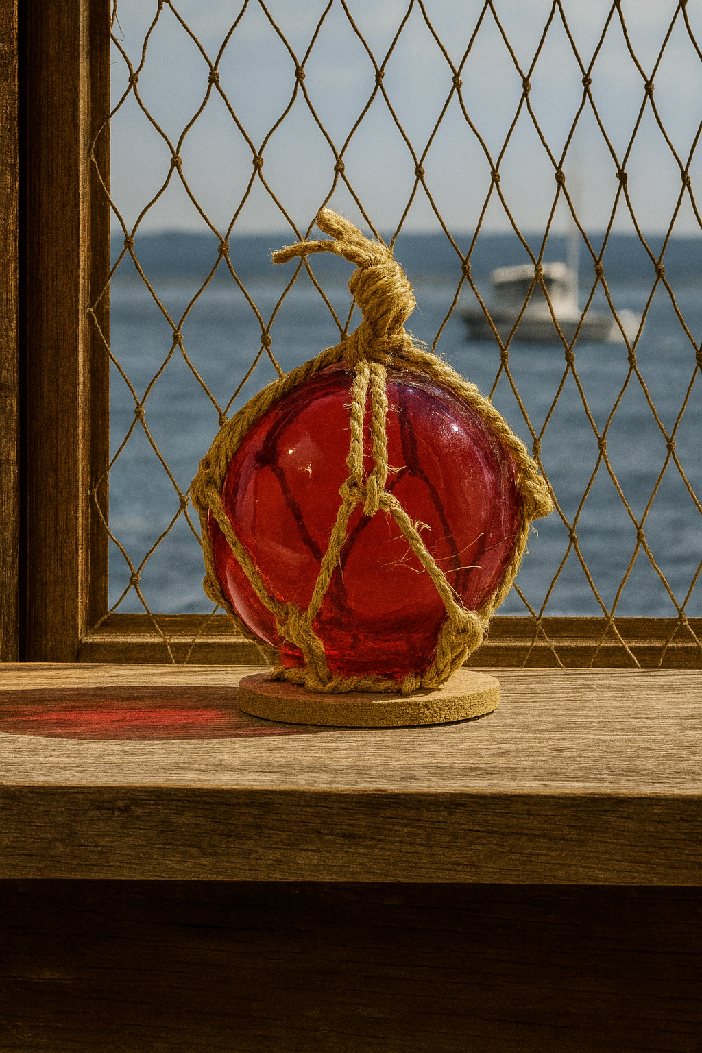 Red Fisherman Glass Ball ⚓🌊🐚