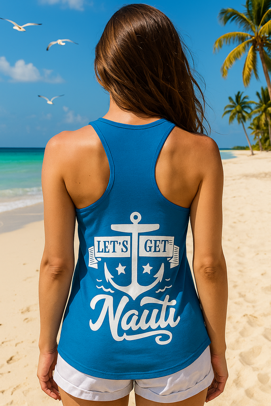 ⚓💖 “Feelin’ salty & a little NAUTI! 🌴☀️ The perfect tank for sun, sand & seaside vibes.”